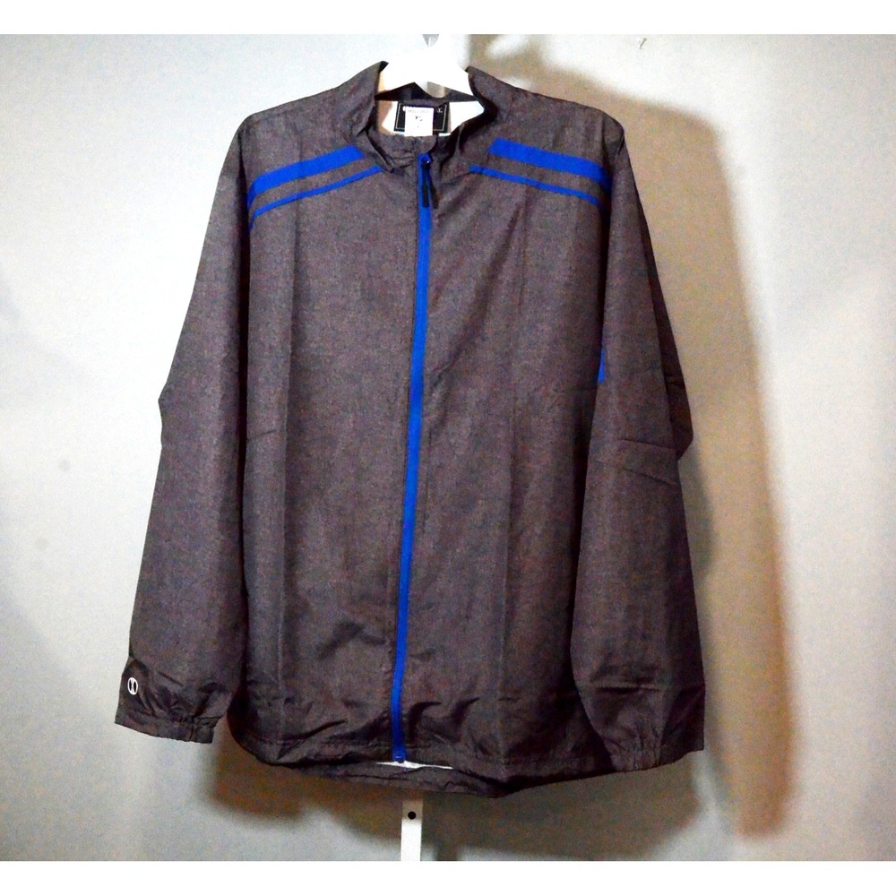 NWT Holloway Mens Size L Light-Weight Raider-Model Jacket Gray w/Blue Trim